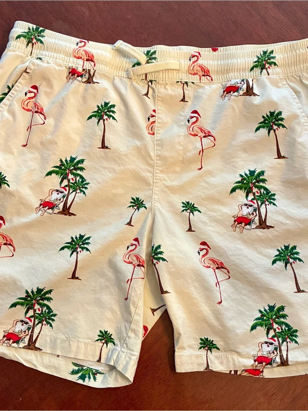 D&F Ricky Singh XL Tropical Christmas Santa Flamingo Shirt Shorts Set